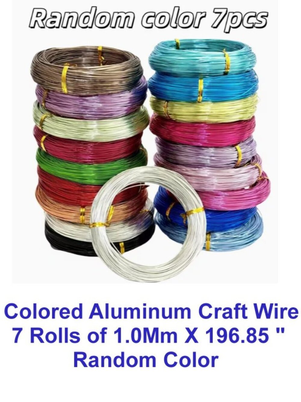 Colored Aluminum Craft Wire 7 Rolls of 1.0Mm X 196.85 " Random Color